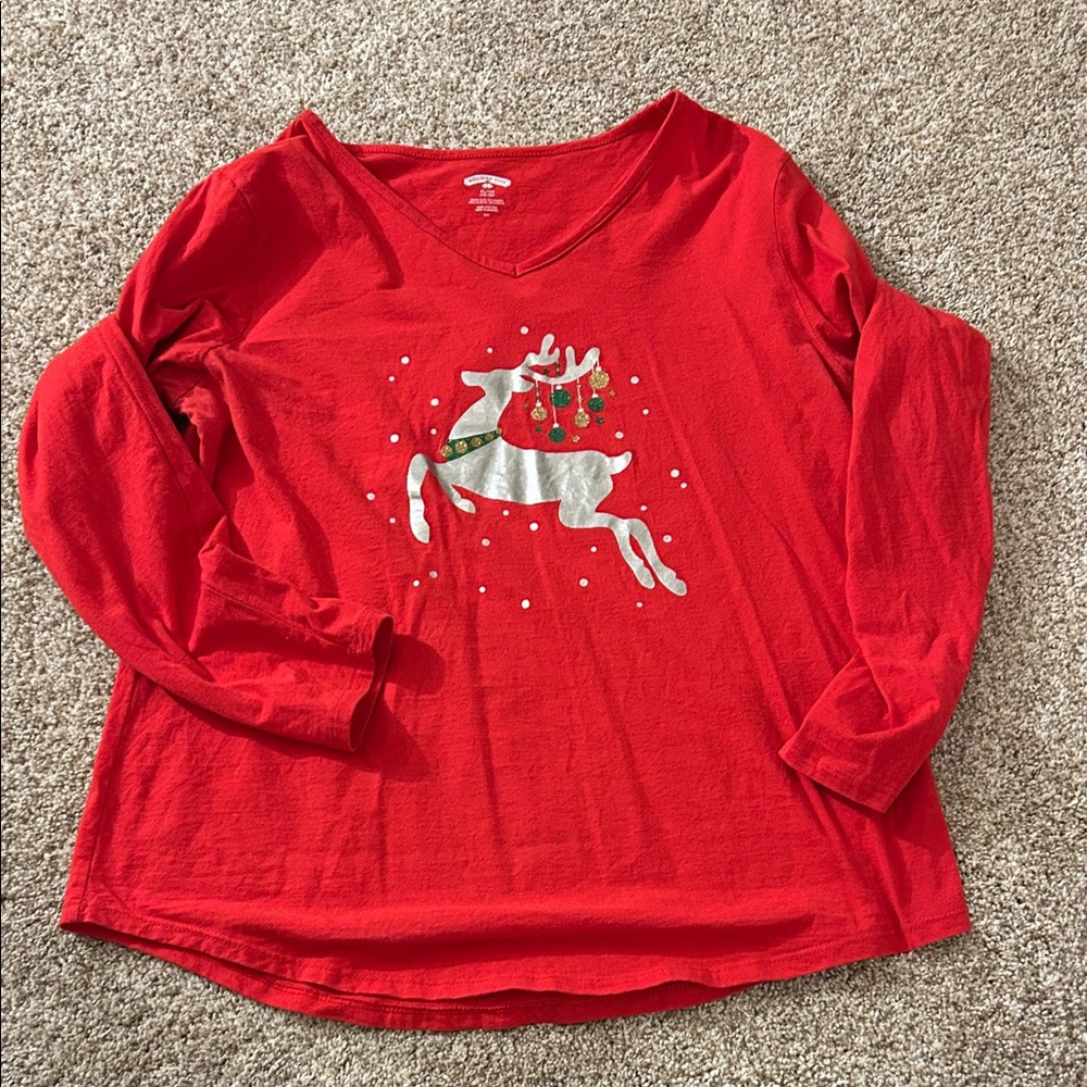 Women’s Holiday Red Reindeer Shirt